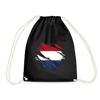 Netherlands Flag - Drawstring Bag - black - Front