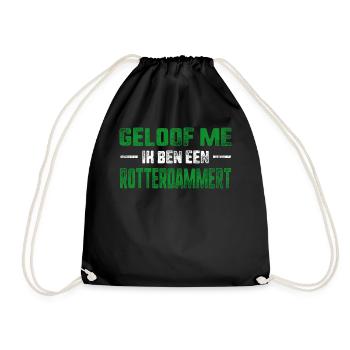 Geloof Me Ik Ben Een Rotterdammert Rotterdam Flag - Drawstring Bag - black - Front