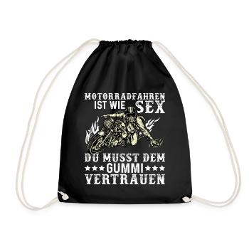 Motorradfahren ist wie Sex lustig Biker Geschenk - Turnbeutel - Schwarz - Vorne