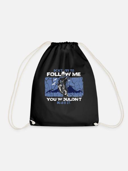 Mountain biker saying mountains - Drawstring Bag - black