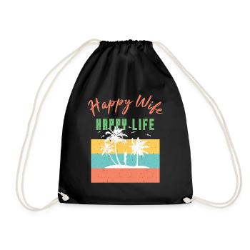 Happy Wife Happy Life - Turnbeutel - Schwarz - Vorne