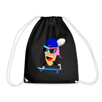 Glace patineuse drôle - Sac de sport léger - noir - Devant