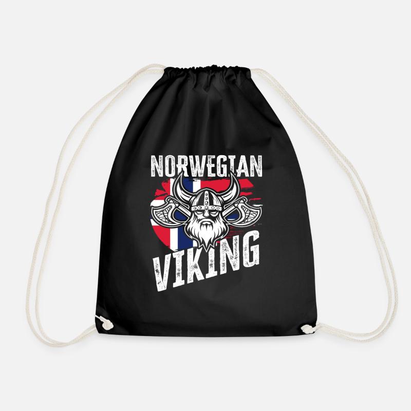 Norway vikings - Drawstring Bag - black
