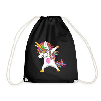 Unicorn dab dabbing funny crazy gift - Drawstring Bag - black - Front