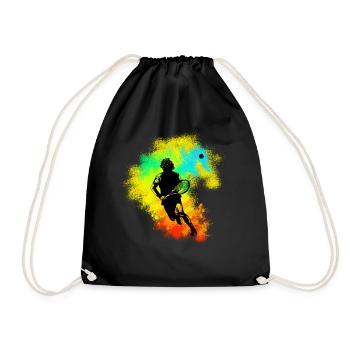 cool tennis player gift for tennis professional - Drawstring Bag - black - Front