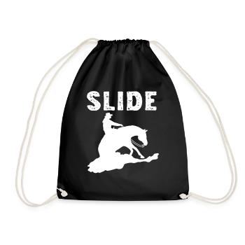 Sliding Stop Westernreiten Reining Geschenk - Turnbeutel - Schwarz - Vorne
