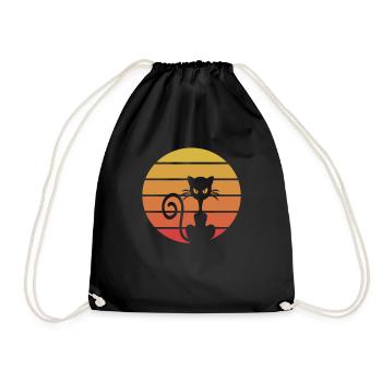 Banc de cadeau drôle rétro chat drôle - Sac de sport léger - noir - Devant