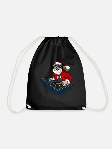 Weihnachtsmann am Dj Pult Geschenk für Diskjockey - Turnbeutel - Schwarz