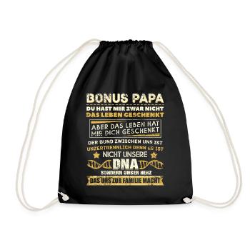 Bonuspapa Spruch Unzertrennlich Familie Bonusvater - Turnbeutel - Schwarz - Vorne