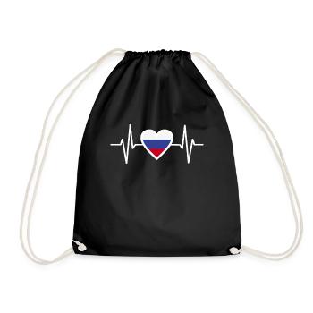 Russland Herzschlag Flagge Heartbeat Russia - Turnbeutel - Schwarz - Vorne