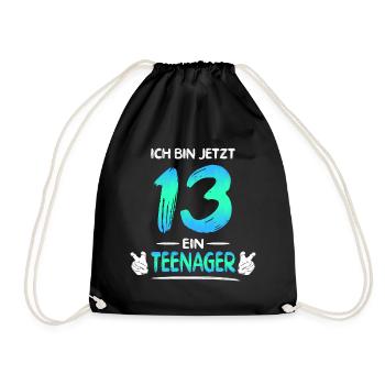 Ich bin Jetzt Teenager 13 Jahre Jungen und Mädchen - Turnbeutel - Schwarz - Vorne
