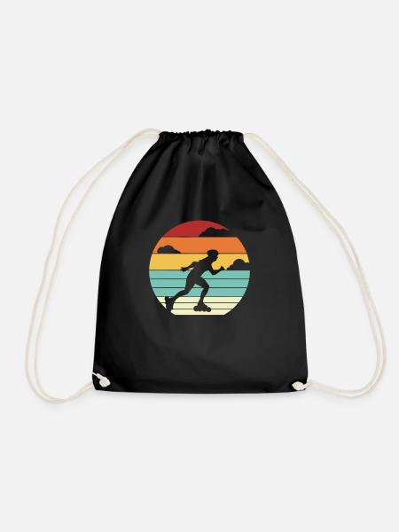 Skater Inline Retro Roller Skating Vintage Cool - Drawstring Bag - black