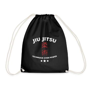 Jiu Jitsu Geschenk Technik über Macht mit Sternen - Turnbeutel - Schwarz - Vorne