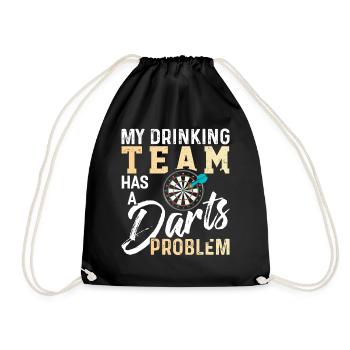 Darts Dart Dartboard Bullseye Dart Arrow Gift - Drawstring Bag - black - Front