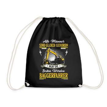 Bagger Baggerfahrer Spruch Geschenk - Turnbeutel - Schwarz - Vorne