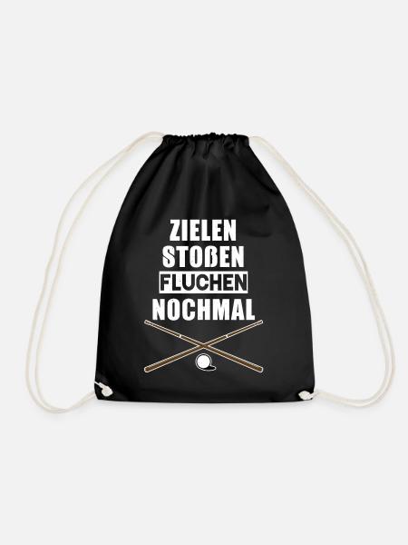 Billard - Zielen Stoßen Fluchen Nochmal - Turnbeutel - Schwarz