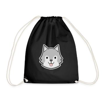 Autocollant tête husky heureuse - Sac de sport léger - noir - Devant