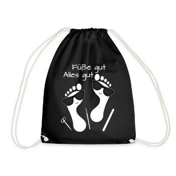 Fußpflege Pediküre Podologe Nagelstudio Geschenk - Turnbeutel - Schwarz - Vorne
