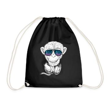 Monkey with equalizer glasses Monkey Music & Party - Drawstring Bag - black - Front