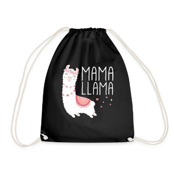 Mama Llama Lama Muttertag Geburtstag Geschenk Idee - Turnbeutel - Schwarz - Vorne