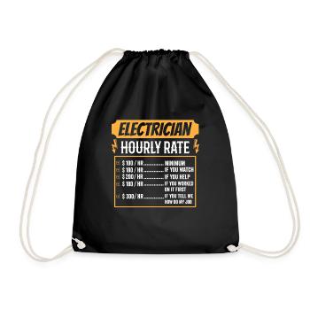 Elektriker Stundensatz Lustiges Geschenk - Turnbeutel - Schwarz - Vorne