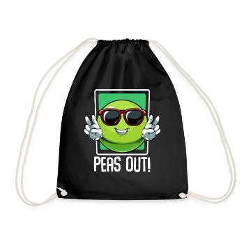 Erbsen - Peas Out! Cools Gemüse Wortspiel Spruch - Turnbeutel - Schwarz - Vorne