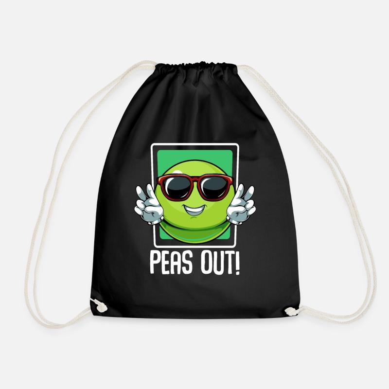 Erbsen - Peas Out! Cools Gemüse Wortspiel Spruch - Turnbeutel - Schwarz