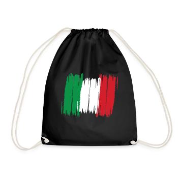 Italien Flagge - Turnbeutel - Schwarz - Vorne