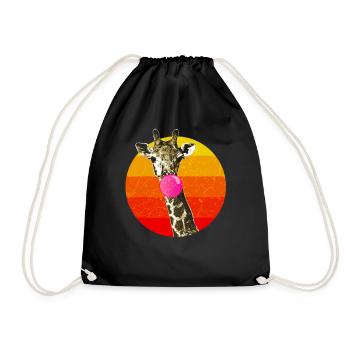 Giraffe with bubble gum giraffe animal - Drawstring Bag - black - Front
