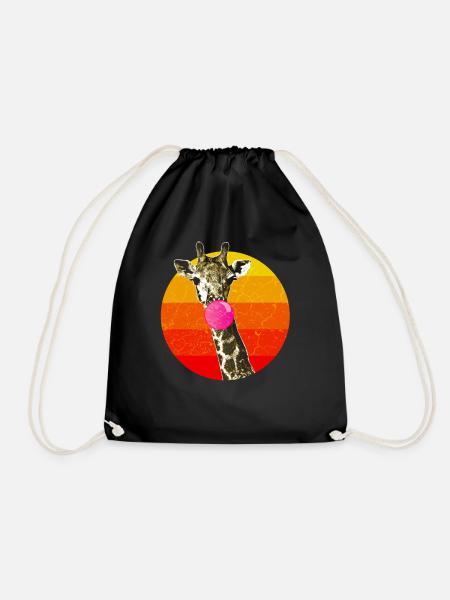 Giraffe Mit Kaugummi Blase Giraffen Tier - Turnbeutel - Schwarz