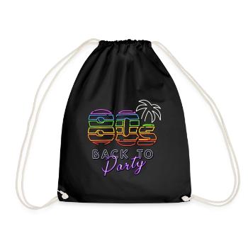 80s Back to Party Geschenk für bunte 80iger Jahre - Turnbeutel - Schwarz - Vorne