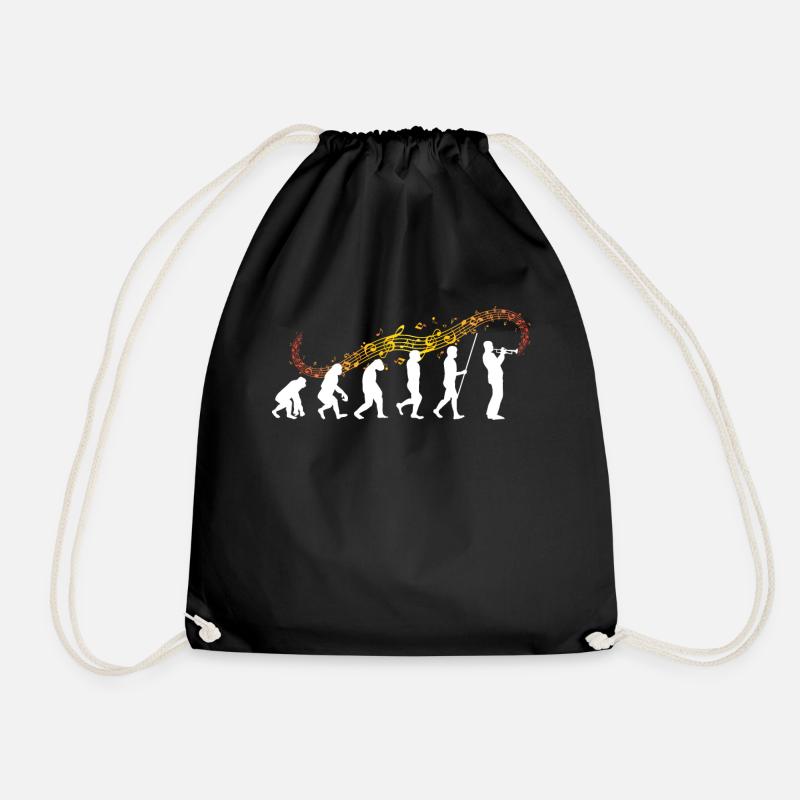 Evolution trumpet | Trumpeter cool gift - Drawstring Bag - black
