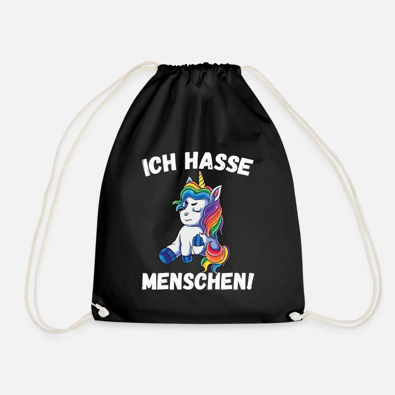 Ich Hasse Menschen Einhorn - Turnbeutel - Schwarz