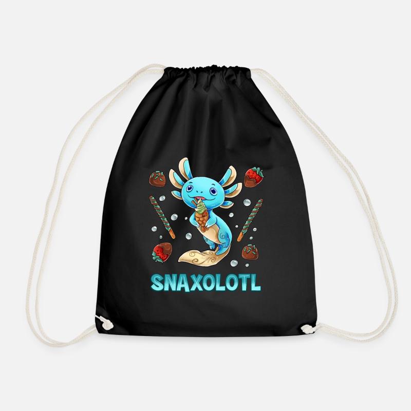 Snaxolotl axolotl - Drawstring Bag - black