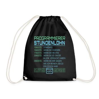Programmierer Stundenlohn - Turnbeutel - Schwarz - Vorne