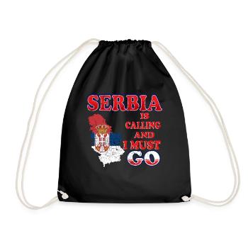 Serbia - Drawstring Bag - black - Front