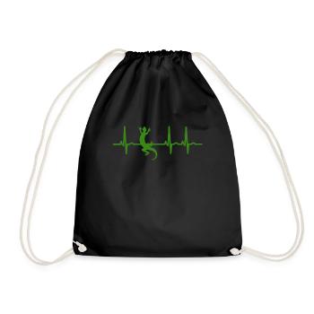 Battement de coeur de reptile lézard - Sac de sport léger - noir - Devant