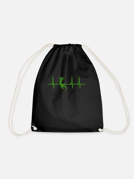 Lizard reptile heartbeat - Drawstring Bag - black