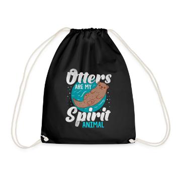 Otter animal - Drawstring Bag - black - Front