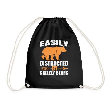 Bear teddy bear grizzly bear saying - Drawstring Bag - black - Front