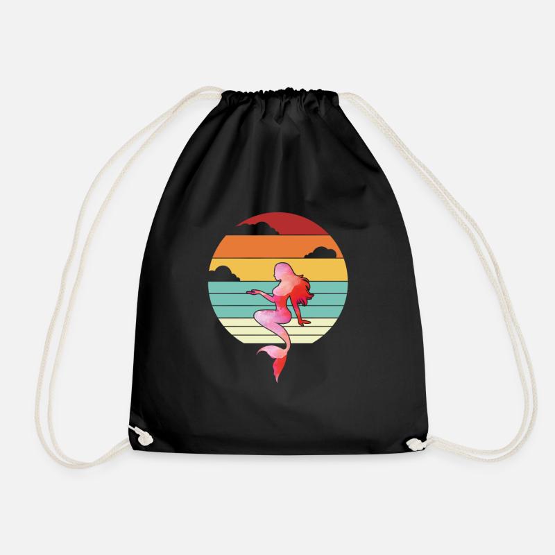 Meerjungfrau Retro Flosse Nixe Meer Elegant - Turnbeutel - Schwarz