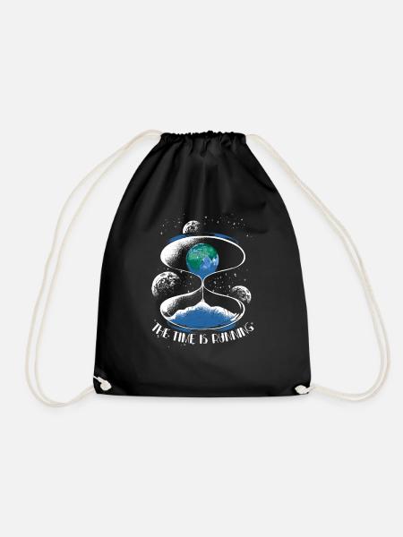 Earth Climate Change Sustainable Environment Gift - Drawstring Bag - black