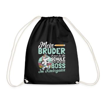 Kindergarten Start Geschwister Bruder Geschenk - Turnbeutel - Schwarz - Vorne
