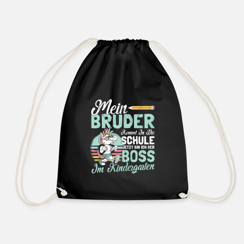 Kindergarten Start Geschwister Bruder Geschenk - Turnbeutel - Schwarz