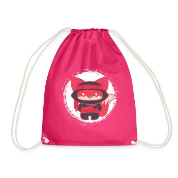 Ninja Fox Gift for Shinobi Foxes & Ninjas - Drawstring Bag - fuchsia - Front