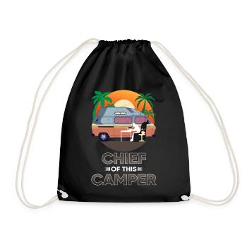 Caravan gift camper gift - Drawstring Bag - black - Front