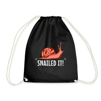 Snailed it! Gift for snail & snail fans - Drawstring Bag - black - Front