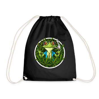 Frog Smoking Weed - Drawstring Bag - black - Front
