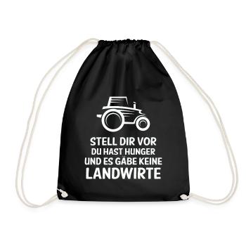 Landwirtschaft Landwirt Traktor Trecker Farm Bauer - Turnbeutel - Schwarz - Vorne