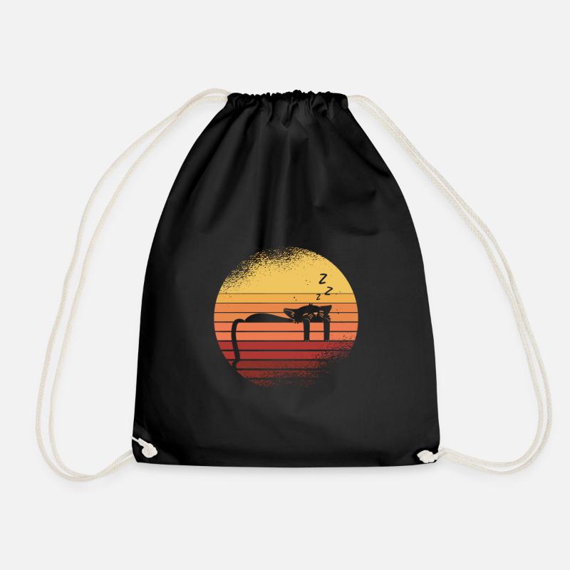 Black cat - Drawstring Bag - black